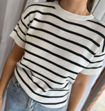 FRIA - COTTON STRIPE KNIT TOP