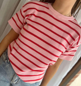 FRIA - COTTON STRIPE KNIT TOP