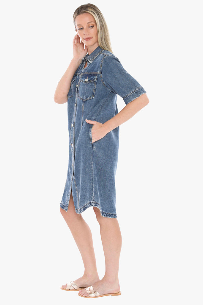 JUMP - SOFT DENIM S/S DRESS