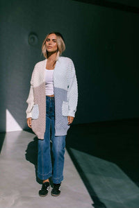MIRACLE - COLOUR BLOCK CHUNKY KNIT CARDI