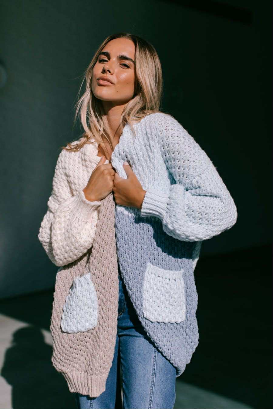 MIRACLE - COLOUR BLOCK CHUNKY KNIT CARDI