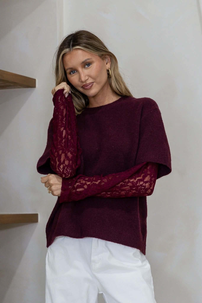 MIRACLE - LACE SLEEVE OVERLAY KNIT