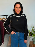 CKM - LONG SLEEVE HIGH NECK PULLOVER WITH CONTRAST TIPPING