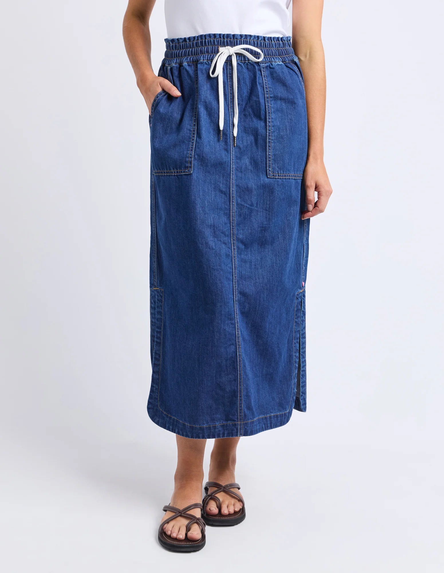 ELM - CLOVER MIDI DENIM SKIRT