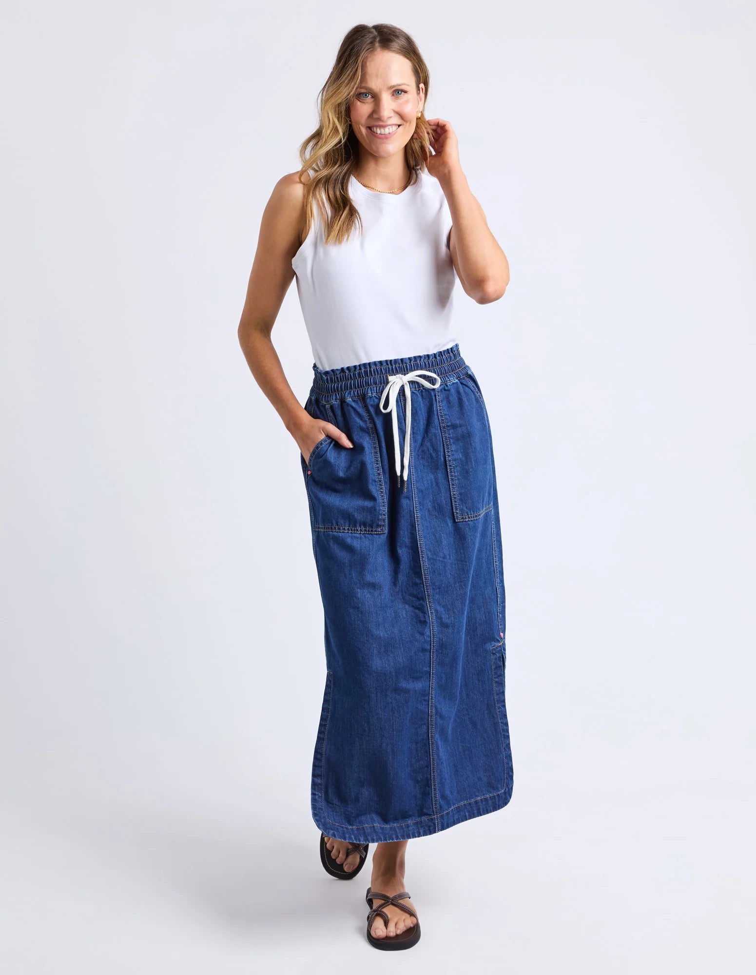 ELM - CLOVER MIDI DENIM SKIRT