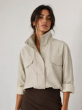 SURII - COTTON CHECK FUNNEL NECK JACKET