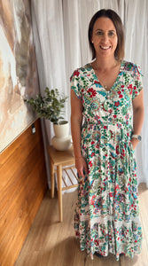 CKM - CAP SLEEVE FLORAL MAXI DRESS