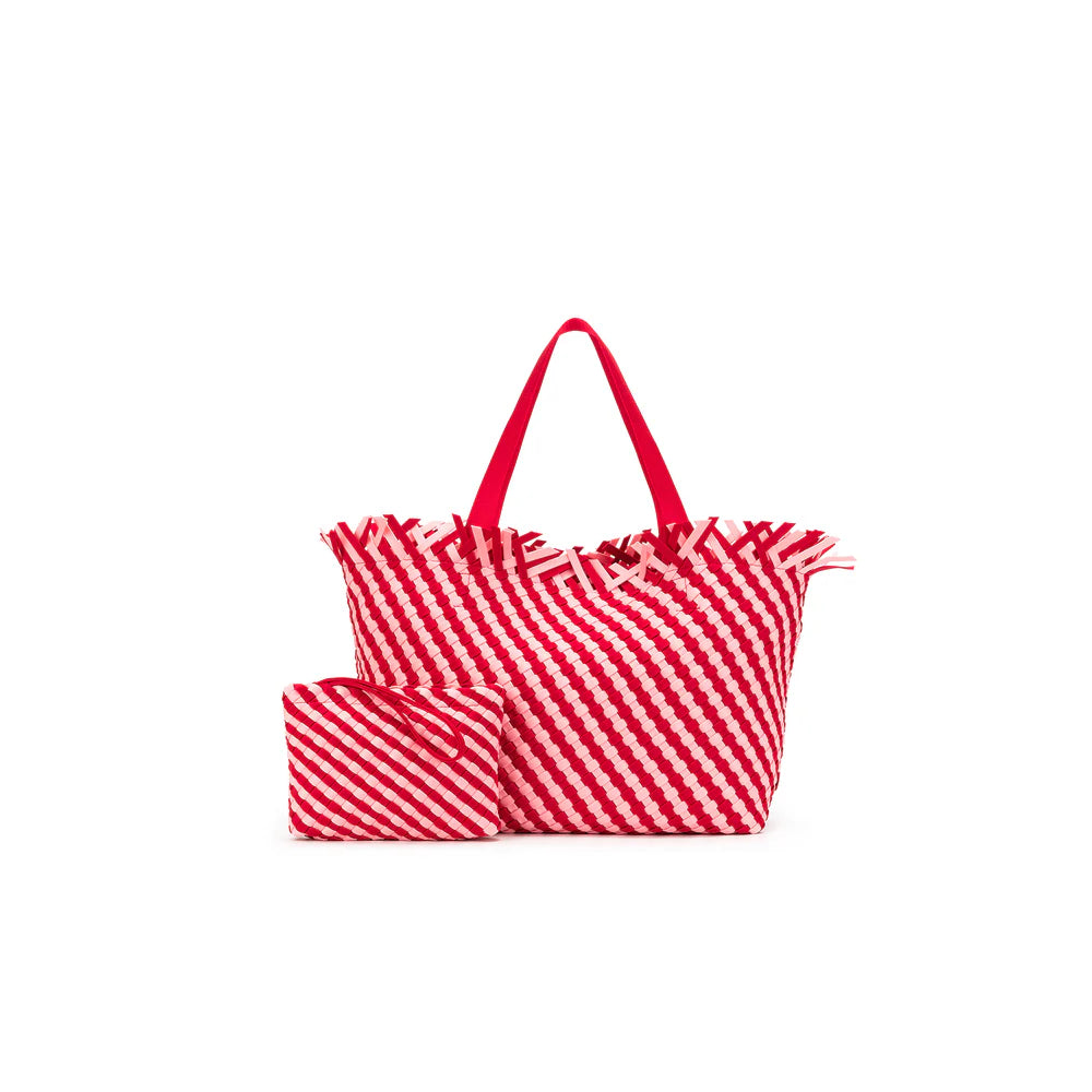 BLACK CAVIAR - BAHAMA LARGE 2 PIECE WOVEN TOTE