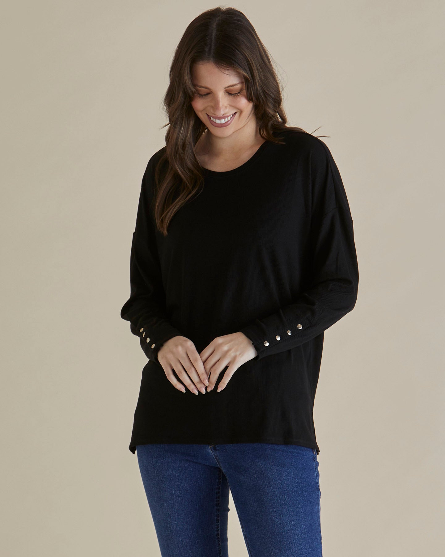 BETTY BASICS - HENDRIX RIBBED LONG SLEEVE TEE