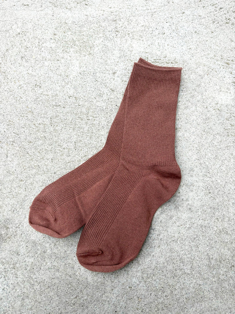 ANGELS WHISPER - MOCHA RIB CREW SOCKS