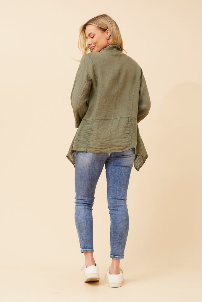 CKM - 3/4 SLEEVE SOLID LINEN CARDIGAN
