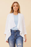 CKM - 3/4 SLEEVE SOLID LINEN CARDIGAN