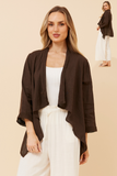 BOTTEGA MODA - 3/4 SLEEVE SOLID LINEN CARDIGAN