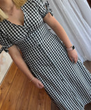 ST GERMAIN - BUTTON FRONT GINGHAM MIDI DRESS