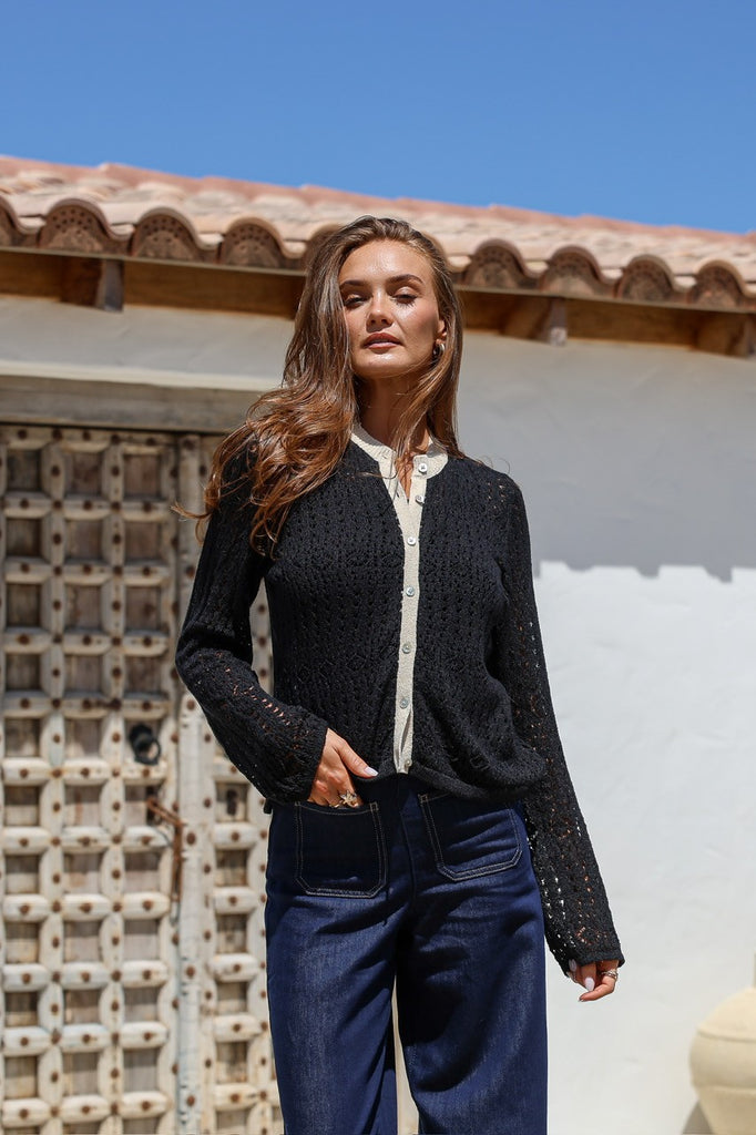 JOOP & GYPSY - CONTRAST TRIM VINTAGE CARDI KNIT