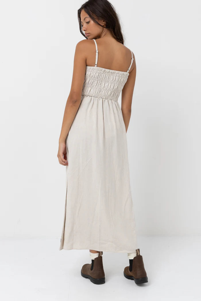 RHYTHM - CLASSIC SHIRRED MIDI DRESS