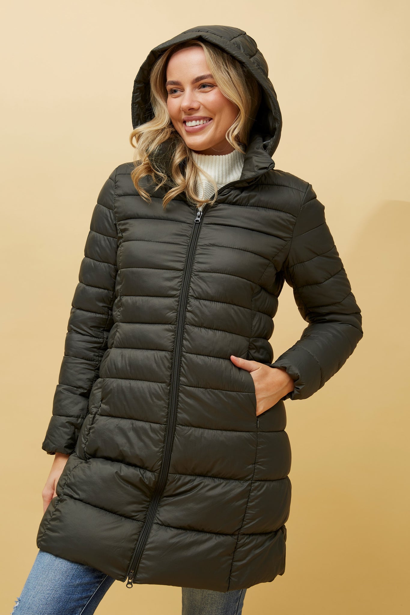 CKM - LONGLINE PUFFER COAT WITH HOOD