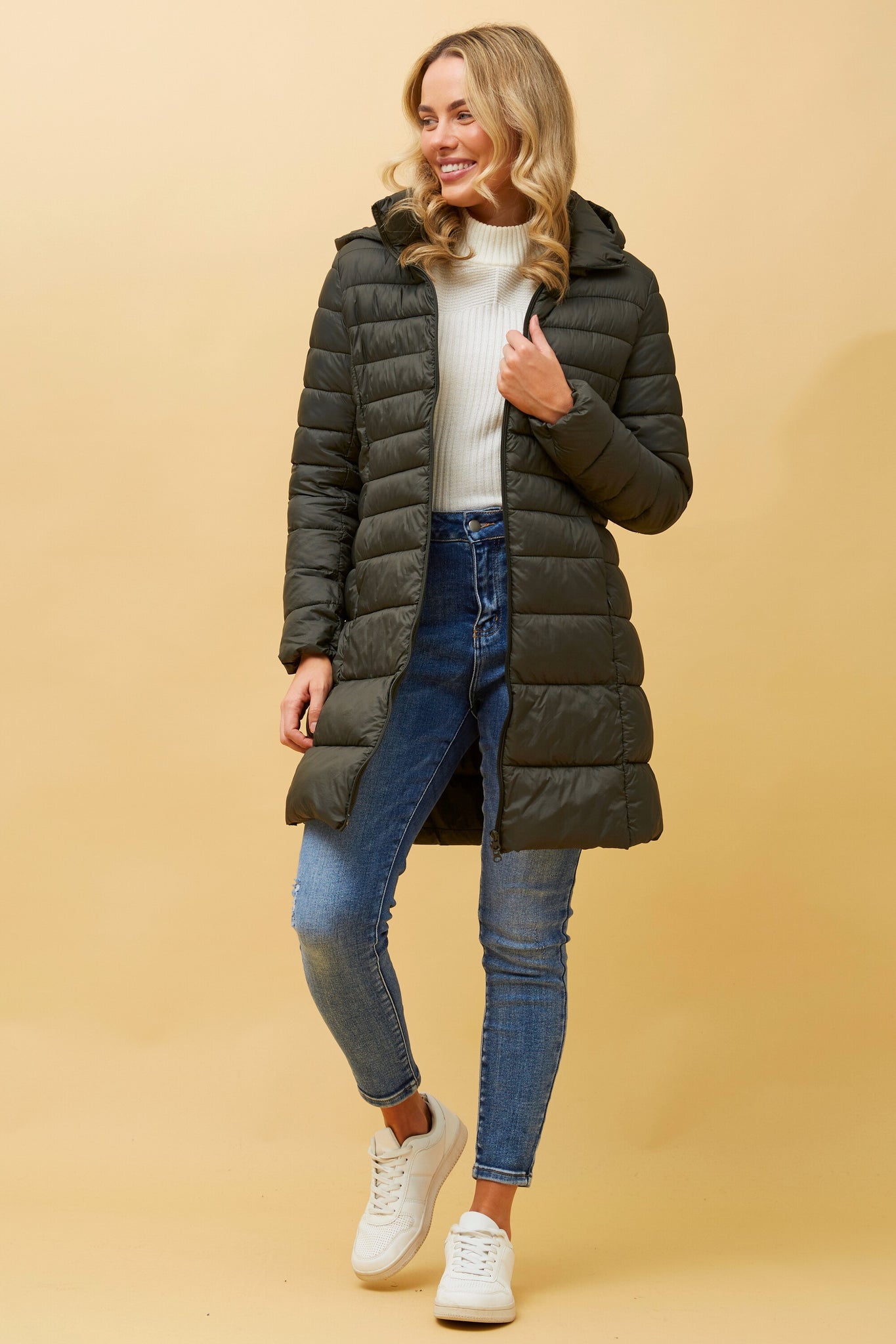 CKM - LONGLINE PUFFER COAT WITH HOOD