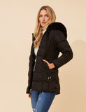 CKM - SOLID PUFFER COAT WITH FUR TRIM
