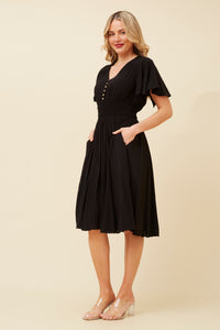 CKM - SHORT SLEEVE BUTTON FRONT DRESS
