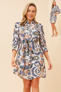 CKM - 3/4 SLEEVE BUTTON THROUGH SHIRT DRESS