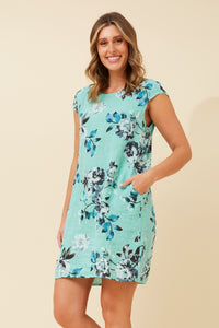 CKM - SHORT SLEEVE FLORAL PRINTED DRESS