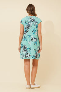 CKM - SHORT SLEEVE FLORAL PRINTED DRESS