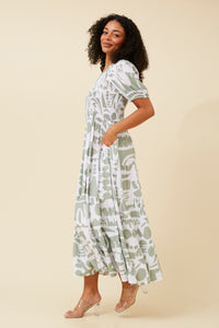 CKM - PUFF SLEEVE DRESS WITH DEEP V-NECK