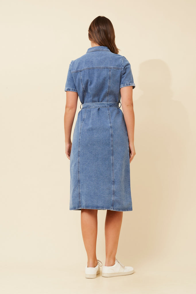 CKM - DENIM BUTTON THROUGH MIDI DRESS