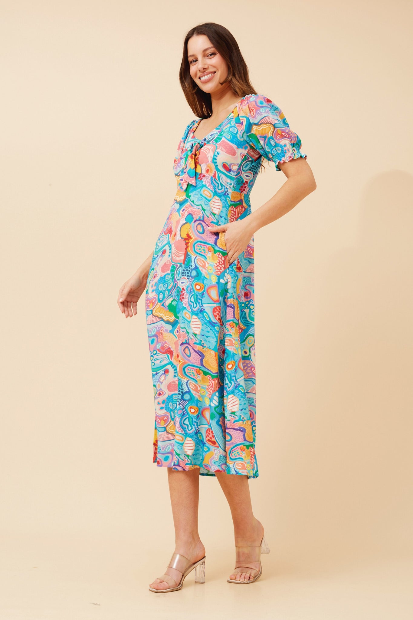 CKM - ABSTRACT PRINT MIDI DRESS