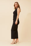 CKM - SLEEVELESS SIDE PLEATING COLUMN MAXI DRESSS