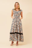 CKM - BUTTON THROUGH MAXI DRESS WITH LACE TRIM