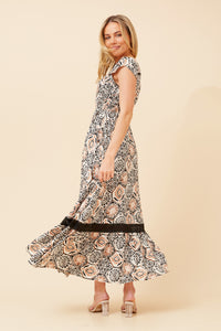 CKM - BUTTON THROUGH MAXI DRESS WITH LACE TRIM