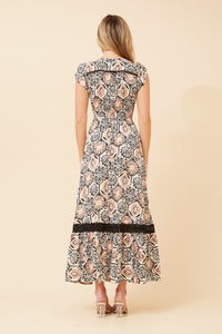 CKM - BUTTON THROUGH MAXI DRESS WITH LACE TRIM