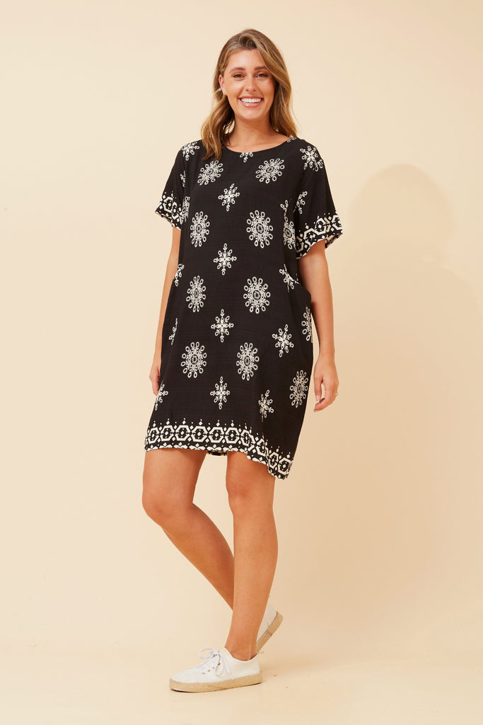 CKM - SHORT SLEEVE DRESS WITH FRONT POCKETS