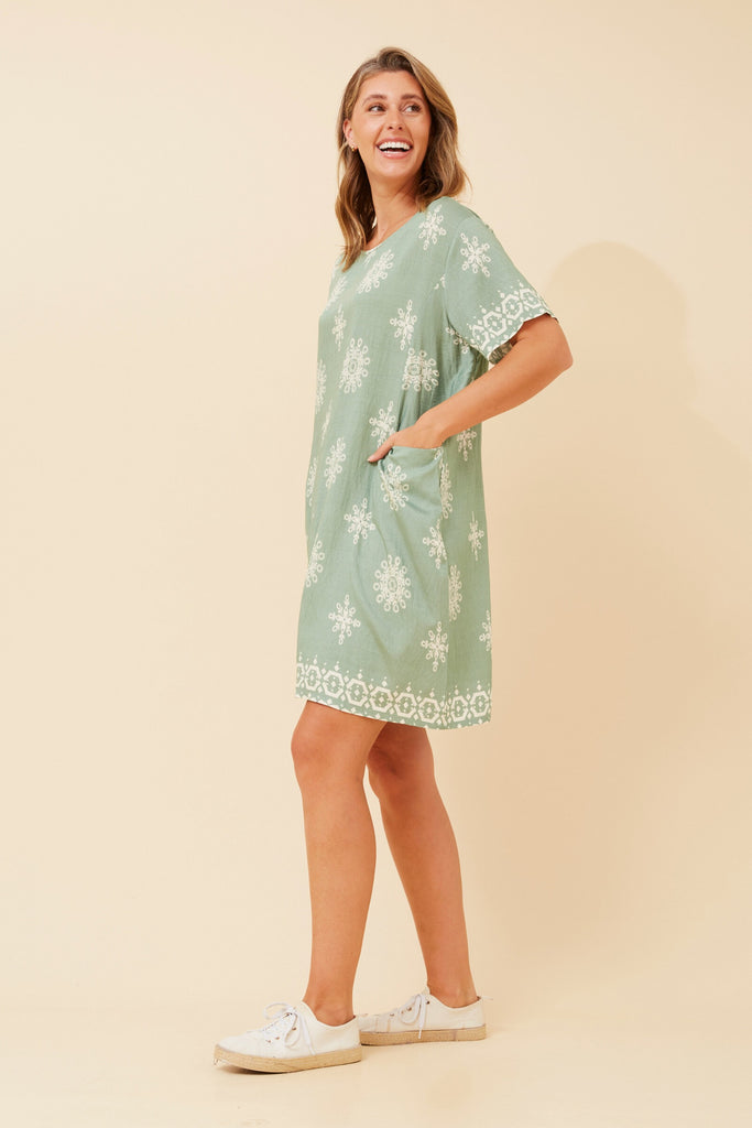 CKM - SHORT SLEEVE DRESS WITH FRONT POCKETS