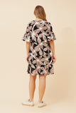 CKM - SHORT FRILL SLEEVE FLOWER PRINT DRESS