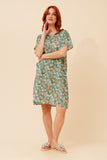 CKM - FLORAL PRINTED DRESS WITH FRONT POCKETS