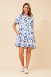 CKM - SHORT SLEEVE BUTTON THROUGH BORDER DRESS
