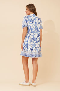 CKM - SHORT SLEEVE BUTTON THROUGH BORDER DRESS