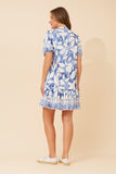 CKM - SHORT SLEEVE BUTTON THROUGH BORDER DRESS