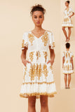 CKM - RUFFLE SLEEVE KNEE LENGTH DRESS