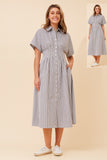 CKM - SHORT SLEEVE STRIPE SHIRT MIDI DRESS