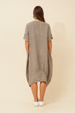 BOTTEGA MODA - 3/4 ROLLUP SLEEVE MIDI DRESS