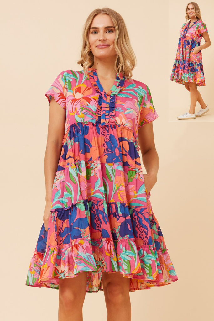 CKM - SHORT SLEEVE TIERED DRESS
