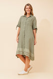CKM - ELBOW LENGTH BOW SLEEVE MIDI SHIRT DRESS