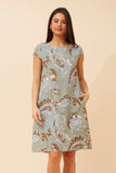 CKM - SHORT SLEEVE PAISLEY PRINTED DRESS