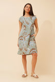 CKM - SHORT SLEEVE PAISLEY PRINTED DRESS