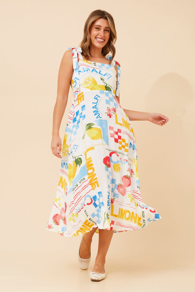 CKM - TIE SHOULDER MIDI DRESS