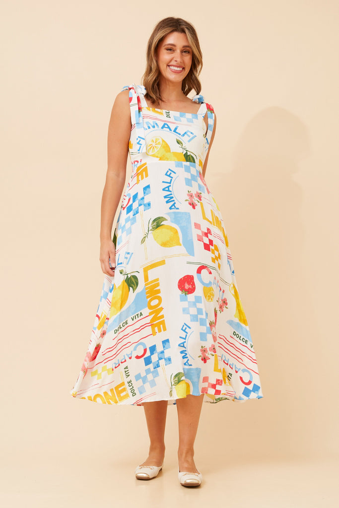 CKM - TIE SHOULDER MIDI DRESS